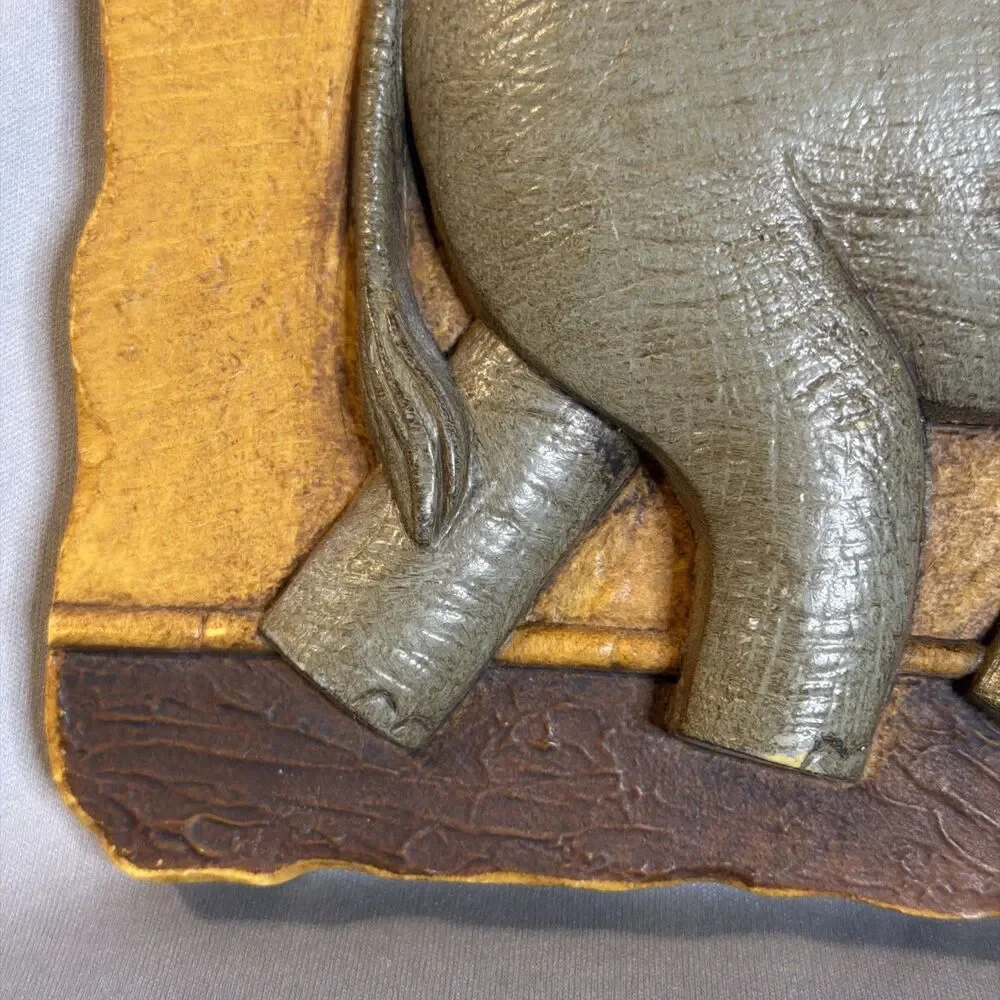 Elephant Wall Hanging Decor Plastic Made USA Jungle Rustic Style HOME INTERIORS